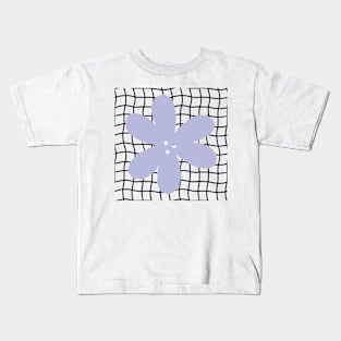 Abstract Flower on Grid - Pastel lilac purple Kids T-Shirt